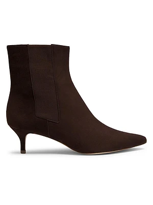 Suede Kitten-Heel Booties