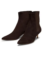 Suede Kitten-Heel Booties