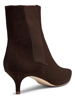 Suede Kitten-Heel Booties