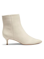 Metallic Leather Kitten-Heel Booties