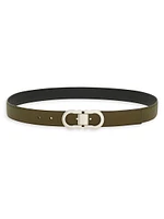 Double Gancini Leather Belt