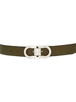 Double Gancini Leather Belt