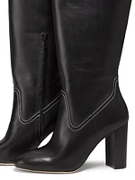 90MM Contrast-Stitch Leather Boots