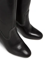 90MM Contrast-Stitch Leather Boots