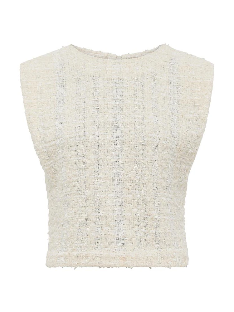 Ophelys Fringed Tweed Top