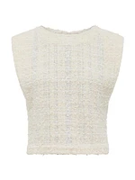 Ophelys Fringed Tweed Top