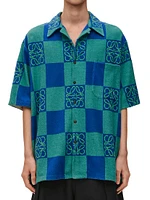 LOEWE x Paula's Ibiza Checked Logo Cotton-Blend Camp Shirt