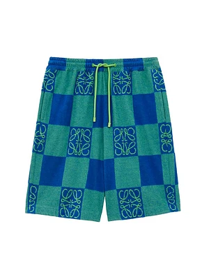 LOEWE x Paula's Ibiza Checked Logo Cotton-Blend Shorts