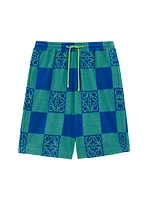 LOEWE x Paula's Ibiza Checked Logo Cotton-Blend Shorts