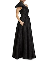 Anemone Jacquard One-Shoulder Gown