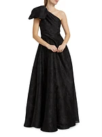 Anemone Jacquard One-Shoulder Gown