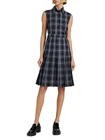 Plaid Wool-Linen Midi-Dress