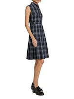 Plaid Wool-Linen Midi-Dress