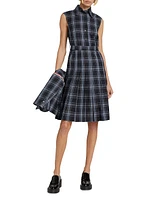 Plaid Wool-Linen Midi-Dress