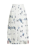 Floral Silk Twill Midi-Skirt