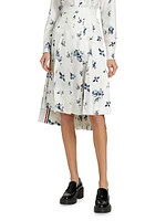 Floral Silk Twill Midi-Skirt