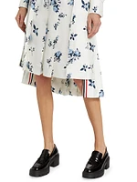 Floral Silk Twill Midi-Skirt