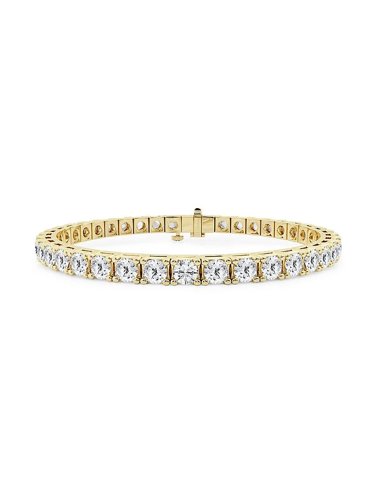 14K Yellow Gold & Round Lab-Grown Diamond 4-Prong Tennis Bracelet/5.00-20.00 TCW