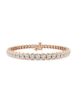 14K Rose Gold & Round Lab-Grown Diamond Bezel Tennis Bracelet/1.00-10.00 TCW