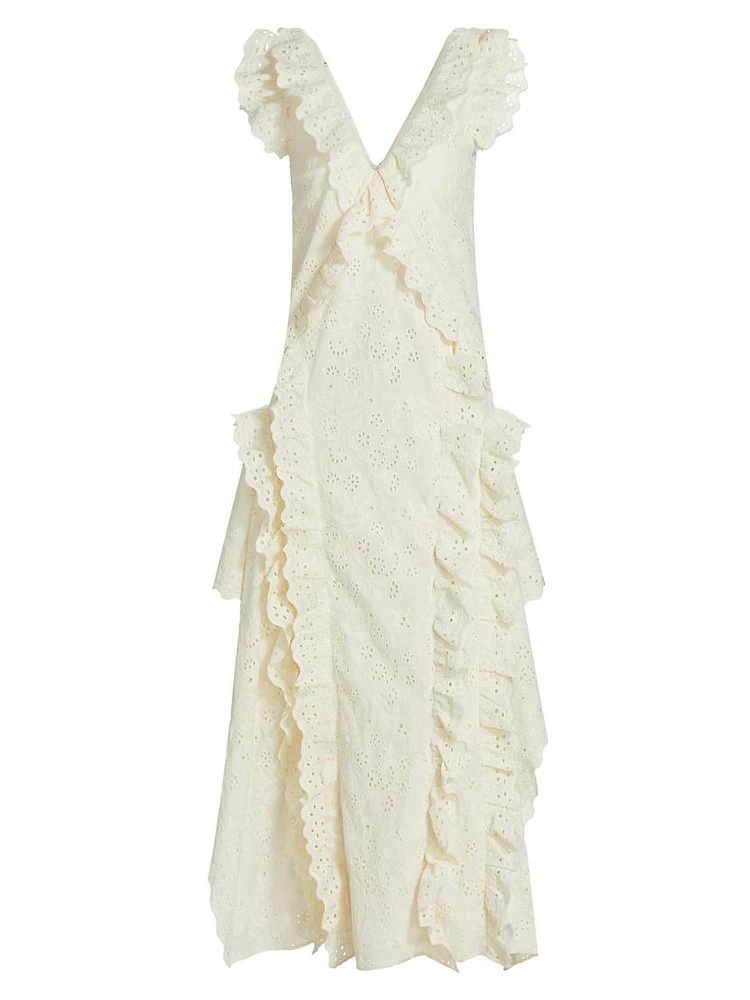 August Ruffle Eyelet Maxi Dress