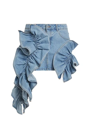 Rivington Ruffled Denim Miniskirt