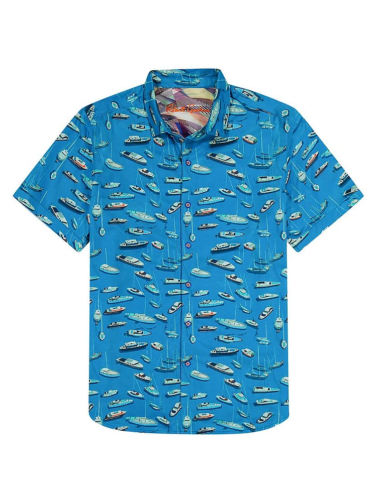 Boat Marina Stretch Cotton-Blend Shirt