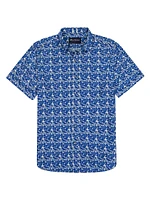 Henrik Leaf Print Short-Sleeve Shirt