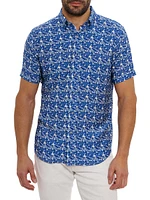 Henrik Leaf Print Short-Sleeve Shirt