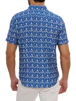 Henrik Leaf Print Short-Sleeve Shirt