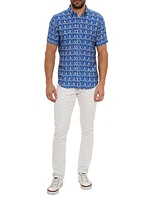 Henrik Leaf Print Short-Sleeve Shirt