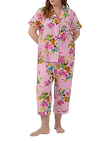 Floral Cotton-Silk Crop Pajamas