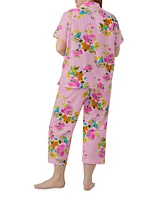 Floral Cotton-Silk Crop Pajamas