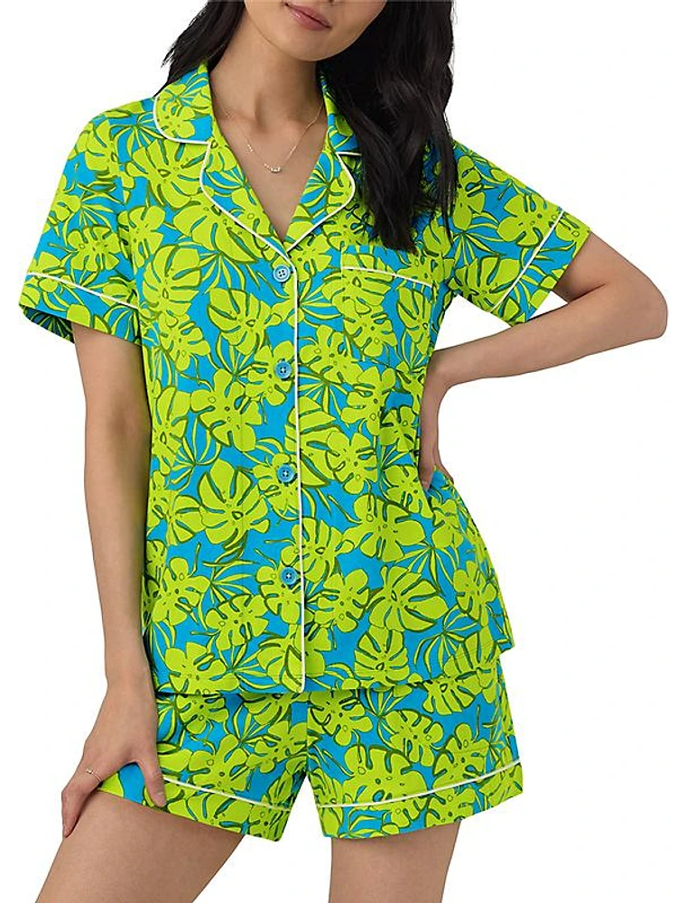 Trina Palm Leaves Boxer Short-Sleeve Pajamas