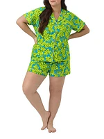 Trina Palm Leaves Boxer Short-Sleeve Pajamas