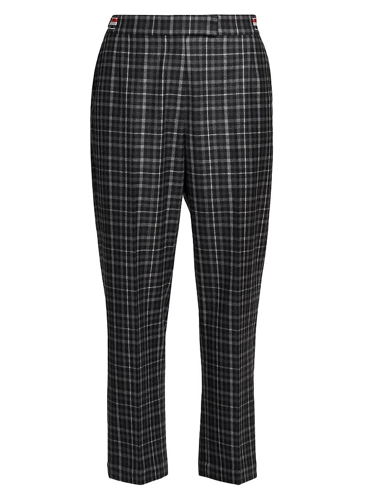 Gingham Wool Side-Tab Trousers