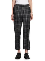 Gingham Wool Side-Tab Trousers