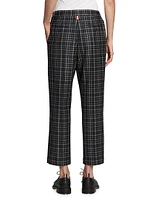 Gingham Wool Side-Tab Trousers