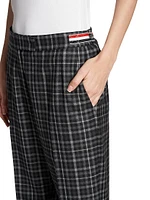 Gingham Wool Side-Tab Trousers