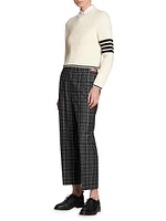 Gingham Wool Side-Tab Trousers