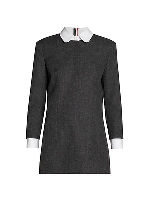 Virgin Wool Collared Shift Dress