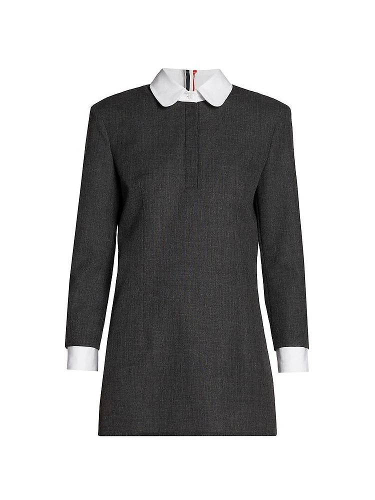 Virgin Wool Collared Shift Dress