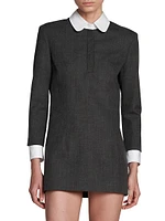 Virgin Wool Collared Shift Dress