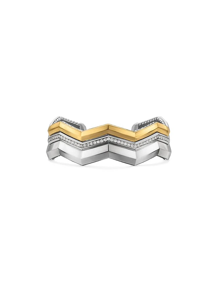 Zig Zag Stax™ Three Row Cuff Bracelet Sterling Silver