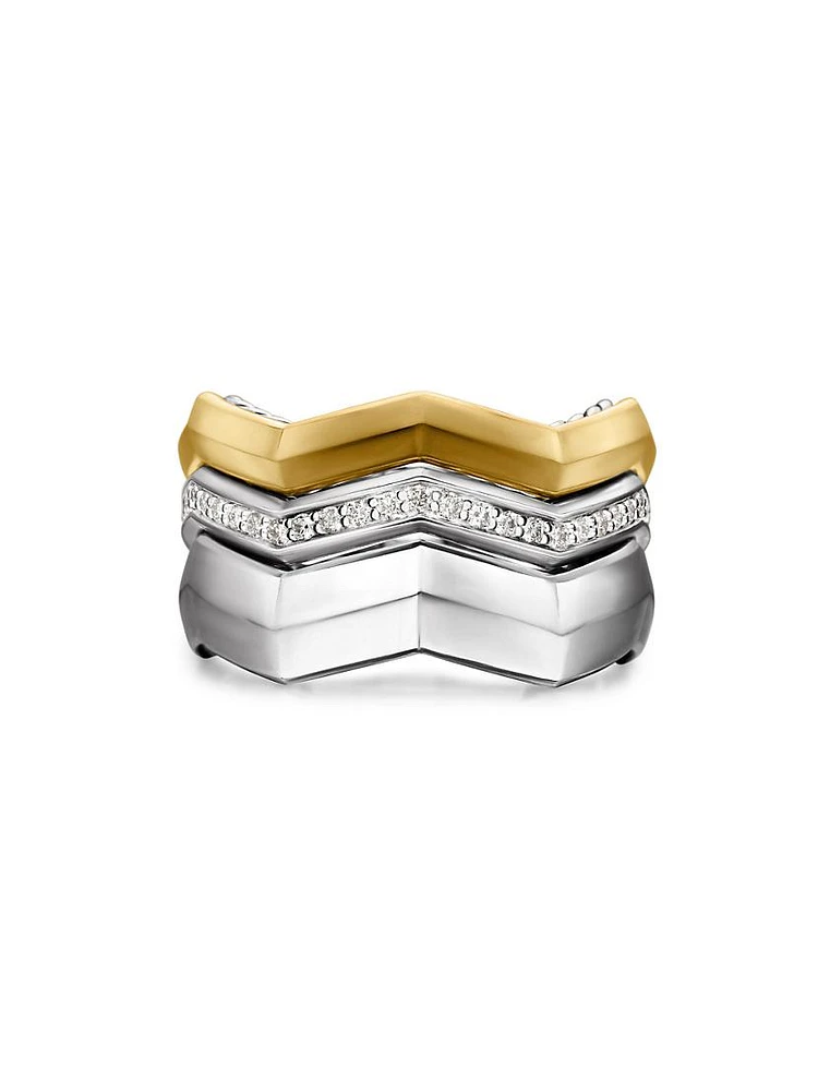 Zig Zag Stax™ Three Row Ring Sterling Silver