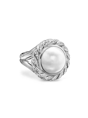 Pearl Classics Cable Halo Ring Sterling Silver