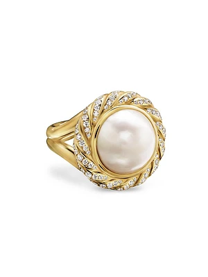 Pearl Classics Cable Halo Ring 18K Yellow Gold