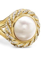 Pearl Classics Cable Halo Ring 18K Yellow Gold