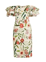 Floral Off-the-Shoulder Sheath Cocktail Dress