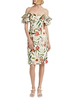 Floral Off-the-Shoulder Sheath Cocktail Dress