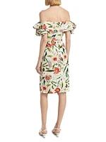 Floral Off-the-Shoulder Sheath Cocktail Dress